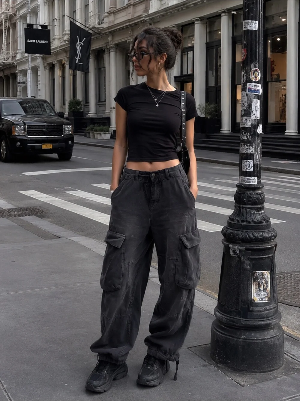 Manière De Voir Washed Black Cargo Utility Jogger Pants Streetwear Size M - Picture 2 of 16